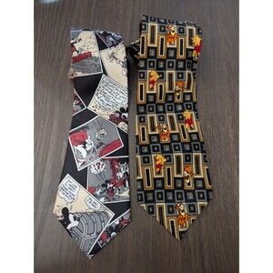 DISNEY Mickey Mouse Donald Duck Winnie The Pooh & Tigger Neckties Ties LOT OF 2